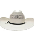 A back view of a  Billings Cream Straw Cowboy Hat