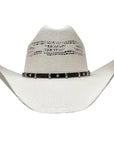 A front view of a Billings Cream Straw Cowboy Hat