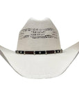 A front view of a Billings Cream Straw Cowboy Hat