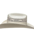 A side view of a Mens Straw Cowboy Hat 