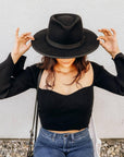 Bondi Black Wide Brim Felt Fedora by American Hat Makers