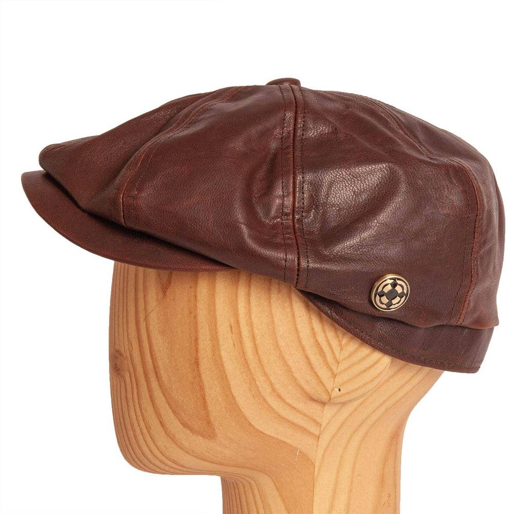 Bourbon St Leather Brown Cap by American Hat Makers