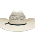 A back view of a Bozeman Cream Straw Cowboy Hat 