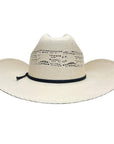 A back view of a Bozeman Cream Straw Cowboy Hat
