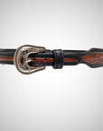 A back view of a Brown leather western cowboy hat band