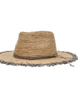 An angle view of Catalina Brown Straw Sun Hat 