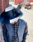 Cavalier Black Leather Hat with a Musket band by American Hat Makers