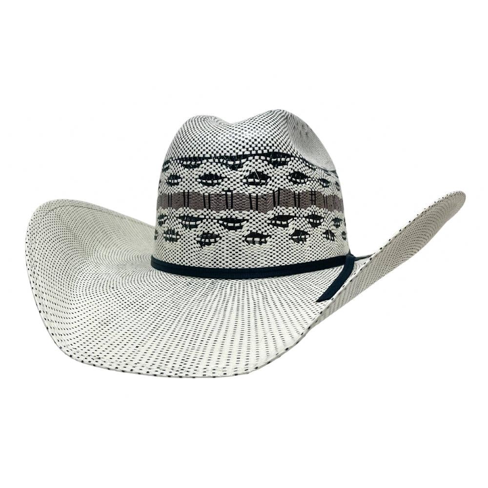 An angle view of Cisco Cream Wide Brim Straw Hat
