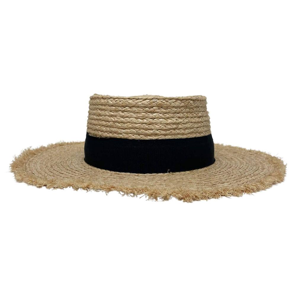 A front view of Corsica Natural Straw Sun Hat 