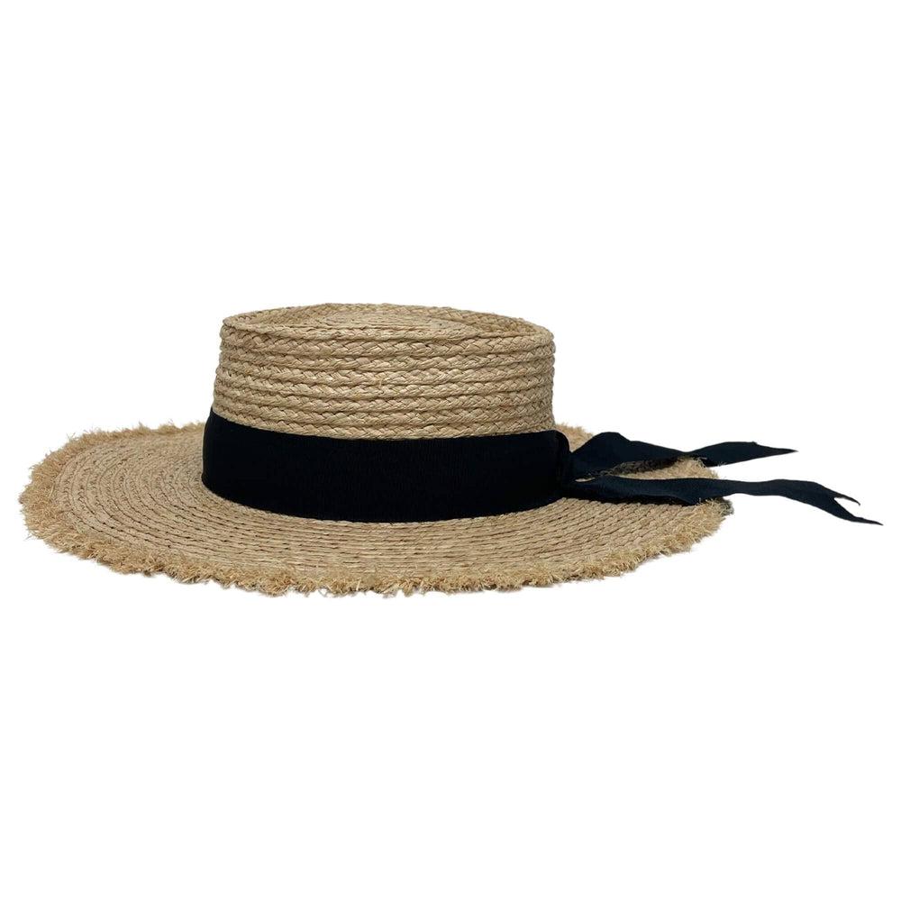 A side view of Corsica Natural Straw Sun Hat 