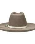 A back view of a Crescent Oatmeal Felt Wool Fedora Hat 
