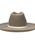 A back view of Crescent Oatmeal Felt Wool Fedora Hat 
