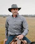 Crusher Black with Braided Band Outback Leather Hat by American Hat Makers