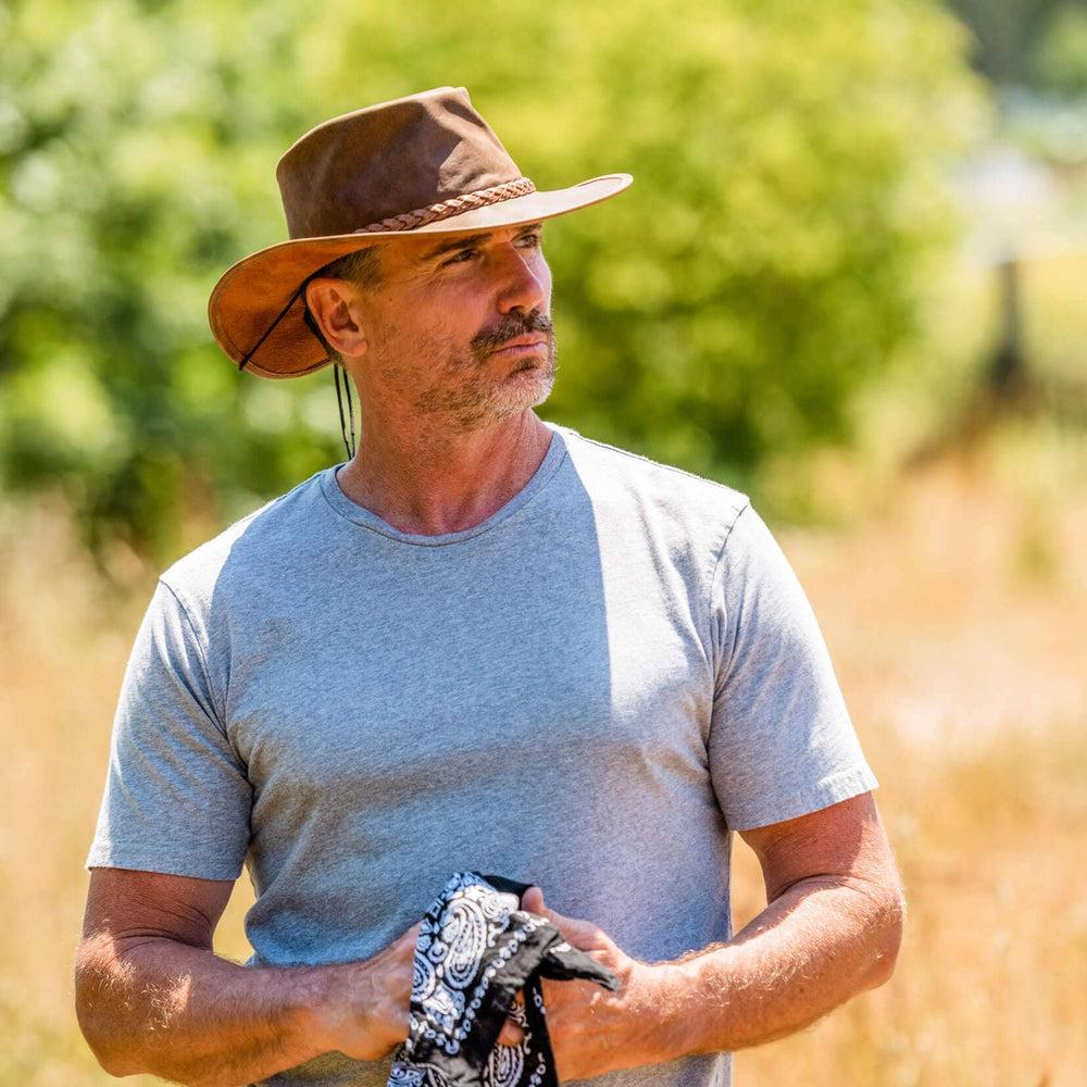 Outback Hat Stretch Leather Hat Crusher Mens Crushable Leather