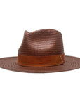 An angle view of a Dealer Straw Sun Hat