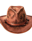 A front view of a Duke Brown Felt Cowboy Hat