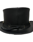 A back view of a El Dorado Black Leather Top Hat with a Bullet Band 