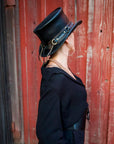 El Dorado Black Leather Top Hat with SR2 Band by American Hat Makers
