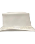 A side view of a Ghost Rider White Leather Top Hat