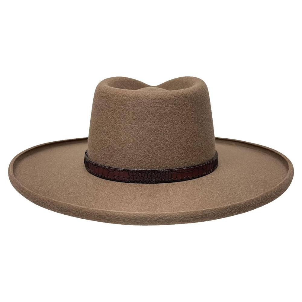 A back view of a Hudson Bark Felt Fedora Hat 