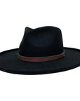 An angle view of Hudson Black Felt Fedora Hat