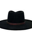 A back view of a Hudson Black Felt Fedora Hat