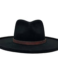 A front view of a Hudson Black Felt Fedora Hat