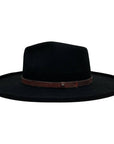 A side view of a Hudson Black Felt Fedora Hat