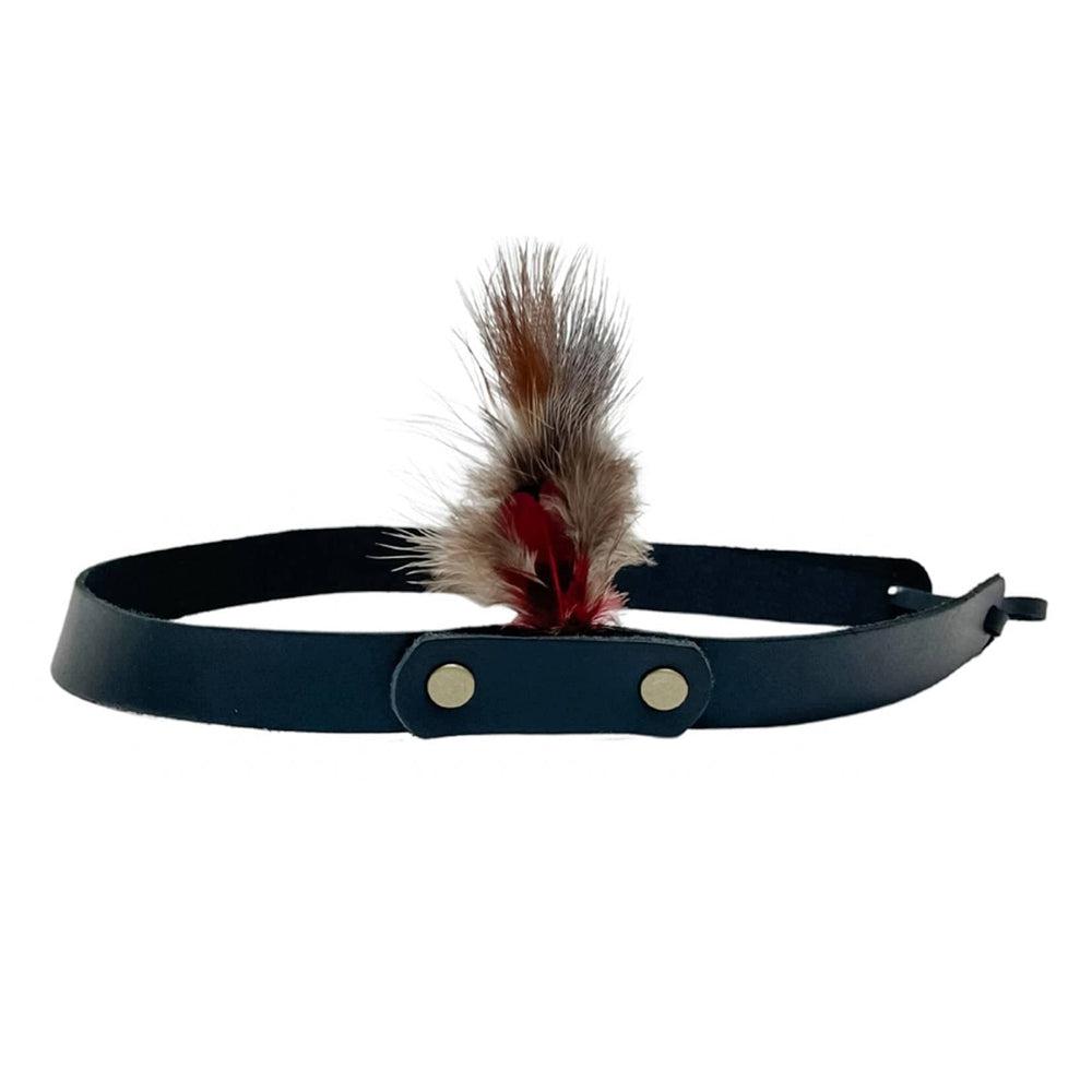 LT Black Leather Band with feather on the sideby American Hat Makers