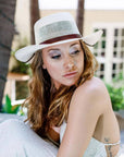 Madrid Straw Pork Pie Cream Sun Hat by American Hat Makers