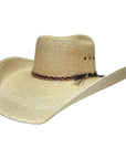 An angle view of a Roper Natural Straw Hat 