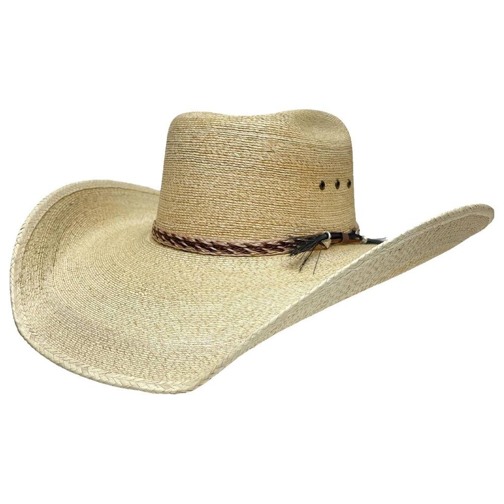 An angle view of a Roper Natural  Palm Straw Hat