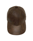 A top view of a Sidecar Brown Leather Cap