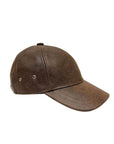 A side view of a Sidecar Brown Leather Cap