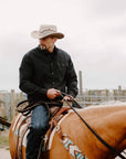 Sierra Latte Leather Mesh Cowboy Hat Crown  by American Hat Makers - Hover