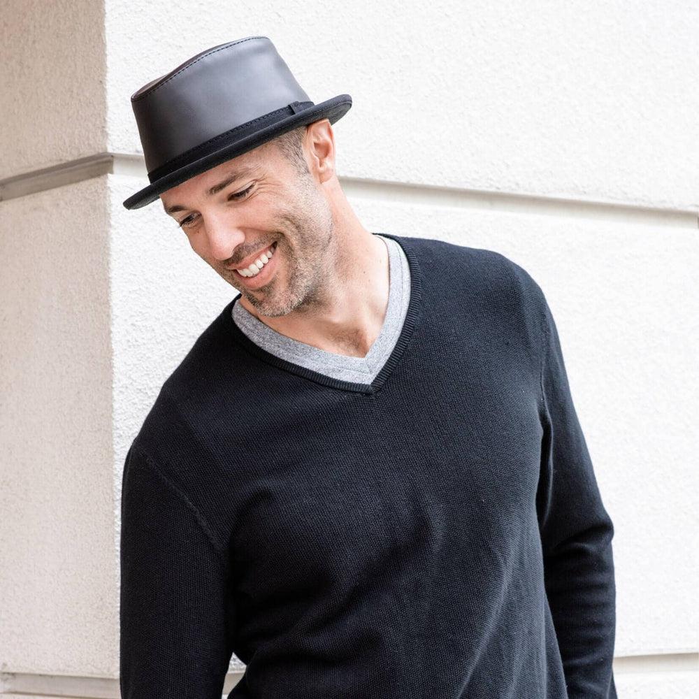 Soho Black Leather Trilby Fedora by American Hat Makers