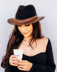 Summit Coal Leather Felt Fedora Hat by American Hat Makers