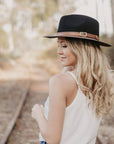 Summit Coal Leather Felt Fedora Hat by American Hat Makers