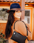 Summit Navy Leather Felt Fedora Hat by American Hat Makers