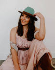 Summit Sage Leather Felt Fedora Hat by American Hat Makers