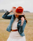 Summit Sangria Leather Felt Fedora Hat by American Hat Makers