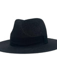 An angle view of a Afternoon Black Straw Sun Hat