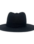 A back view of a Sunday Black Straw Sun Hat