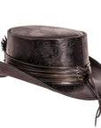A back angled view of tiny dragon black top hat