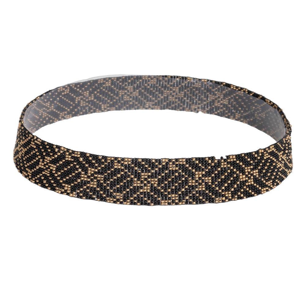 A Hat Band beaded with Amadeus black and gold