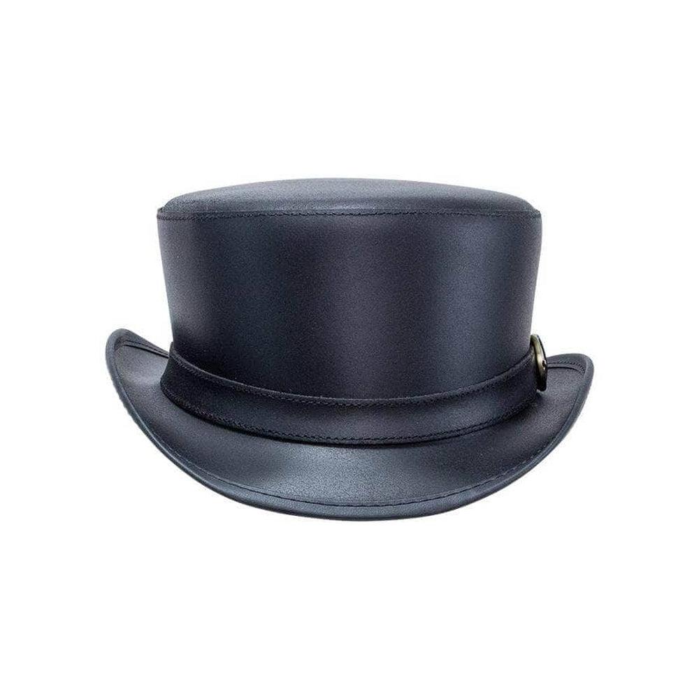 Bromley Black Leather Top Hat with Carriage Band by American Hat Makers