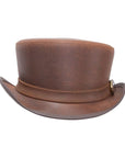 Bromley Brown Leather Top Hat with a Carriage Band  by American Hat Makers