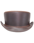 Bromley Unbanded Brown Leather Top Hat by American Hat Makers