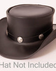Buffalo Black Leather Band with Replica Buffalo Nickels on a black top hat