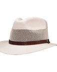 Side view of Milan Cream Straw Fedora Hat